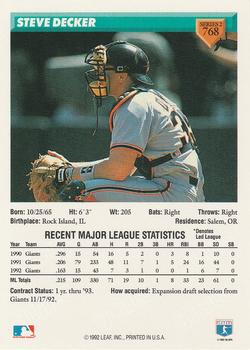 Steve Decker  baseball card collectible - Main Image 2