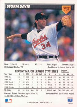 Storm Davis  baseball card collectible - Main Image 2