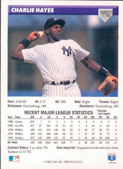 Charlie Hayes  baseball card collectible - Main Image 2