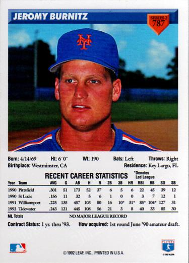 Jeromy Burnitz  baseball card collectible - Main Image 2