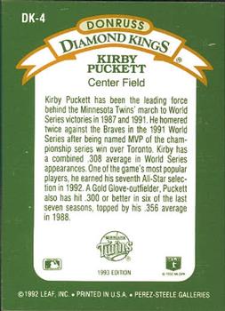 Kirby Puckett  baseball card collectible - Main Image 2