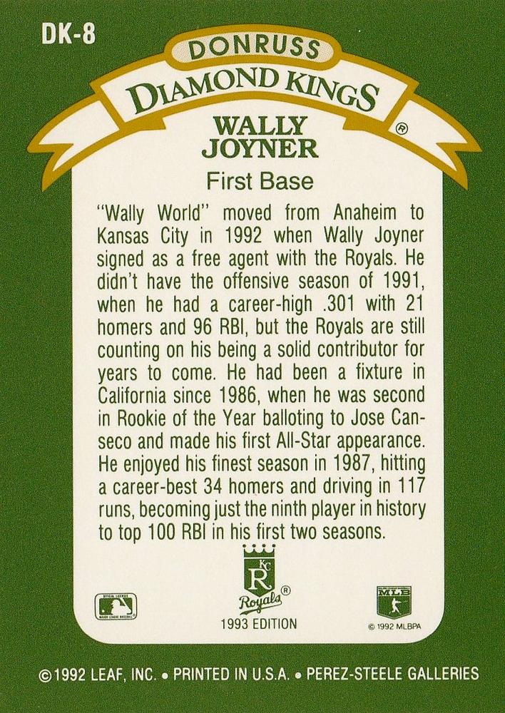 Wally Joyner  baseball card collectible - Main Image 2