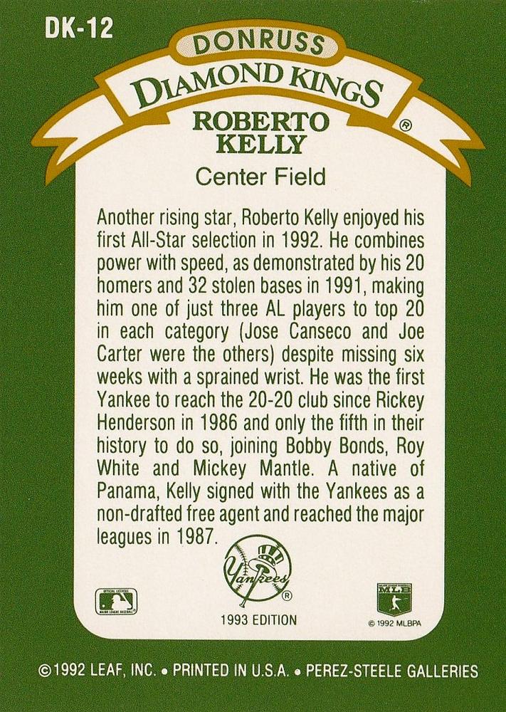Roberto Kelly  baseball card collectible - Main Image 2
