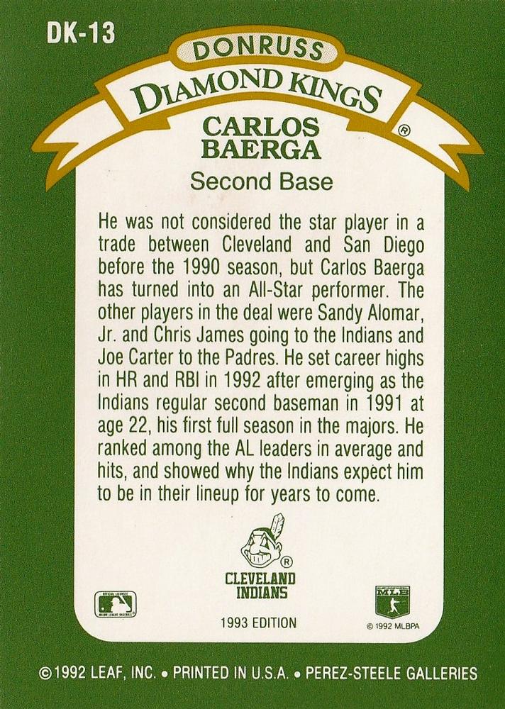 Carlos Baerga  baseball card collectible - Main Image 2
