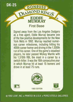 Eddie Murray  baseball card collectible - Main Image 2