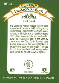 Luis Polonia  baseball card collectible - Main Image 2