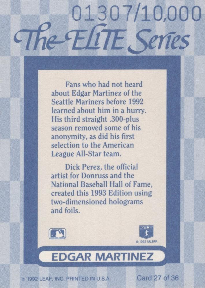 Edgar Martinez  baseball card collectible - Main Image 2