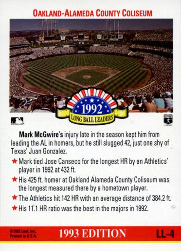 Mark McGwire  baseball card collectible - Main Image 2