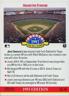 Jose Canseco  baseball card collectible - Main Image 2