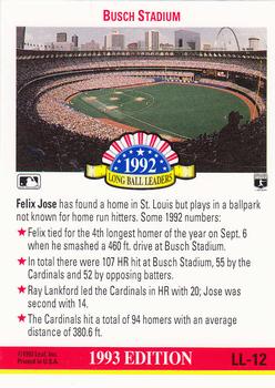 Felix Jose  baseball card collectible - Main Image 2