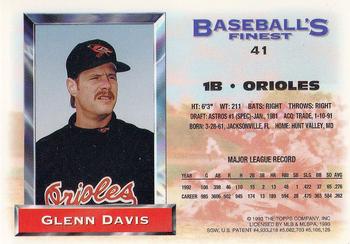 Glenn Davis  baseball card collectible - Main Image 2