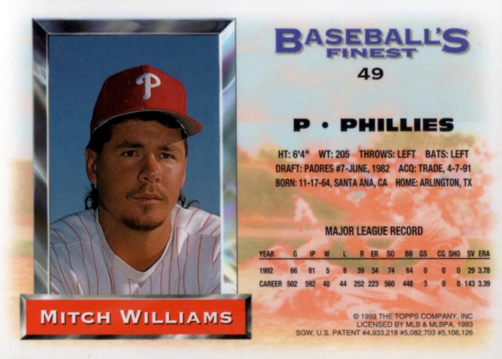 Mitch Williams  baseball card collectible - Main Image 2