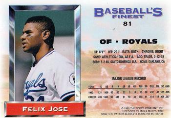 Felix Jose  baseball card collectible - Main Image 2