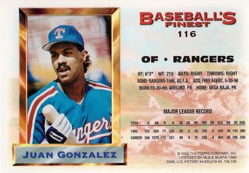 Juan Gonzalez  baseball card collectible - Main Image 2