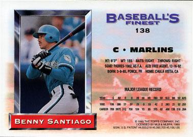 Benny Santiago  baseball card collectible - Main Image 2