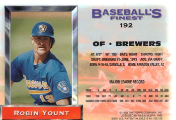 Robin Yount  baseball card collectible - Main Image 2
