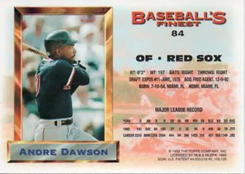 Andre Dawson  baseball card collectible - Main Image 2
