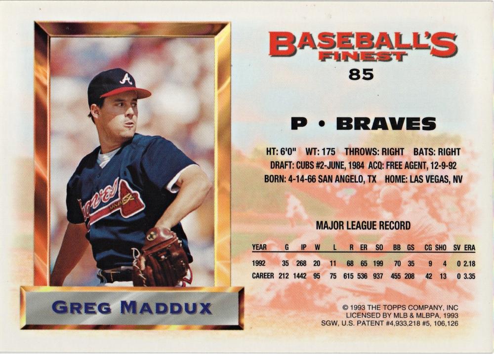Greg Maddux  baseball card collectible - Main Image 2