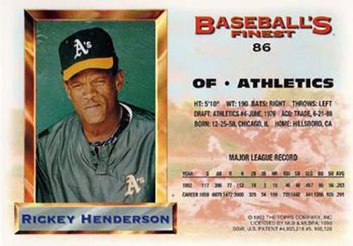 Rickey Henderson  baseball card collectible - Main Image 2