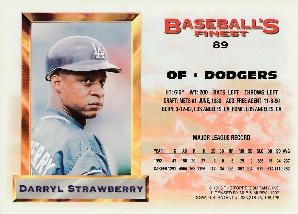 Darryl Strawberry  baseball card collectible - Main Image 2