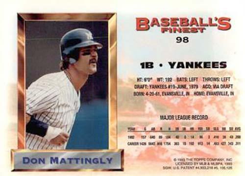 Don Mattingly  baseball card collectible - Main Image 2