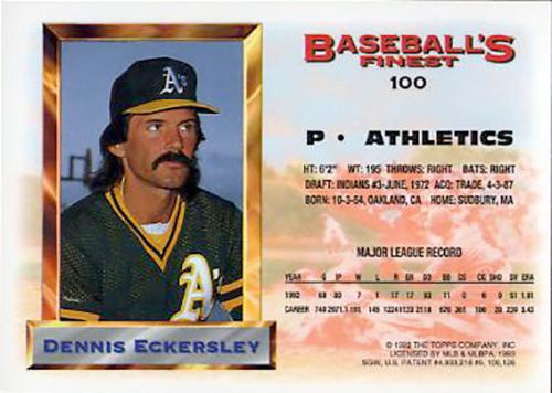 Dennis Eckersley  baseball card collectible - Main Image 2