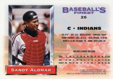 Sandy Alomar Jr.  baseball card collectible - Main Image 2