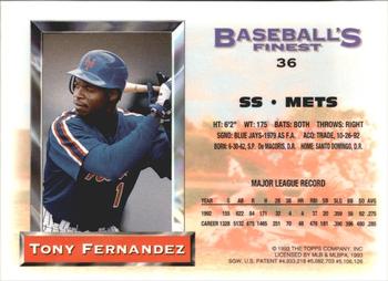 Tony Fernandez  baseball card collectible - Main Image 2