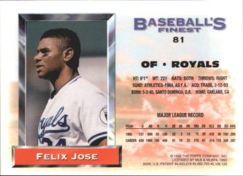 Felix Jose  baseball card collectible - Main Image 2