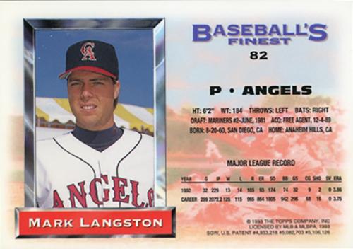 Mark Langston  baseball card collectible - Main Image 2