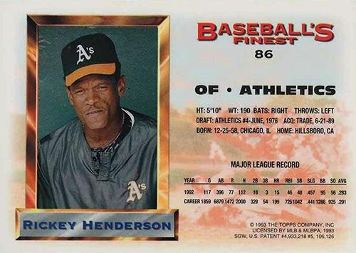 Rickey Henderson  baseball card collectible - Main Image 2