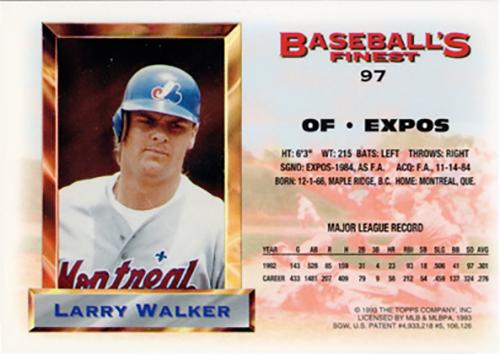 Larry Walker  baseball card collectible - Main Image 2