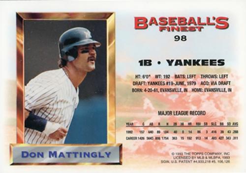 Don Mattingly  baseball card collectible - Main Image 2
