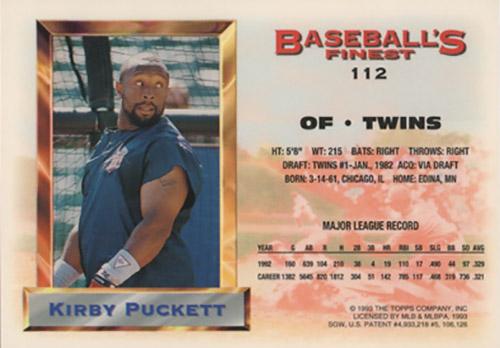 Kirby Puckett  baseball card collectible - Main Image 2