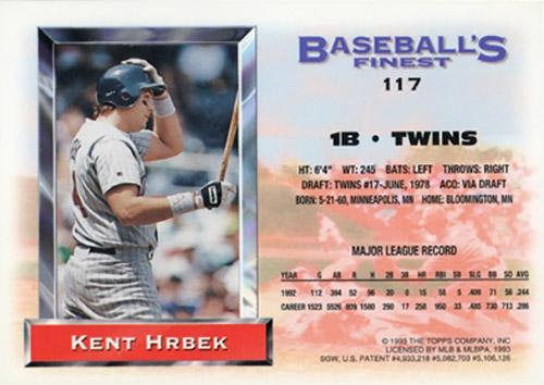Kent Hrbek  baseball card collectible - Main Image 2