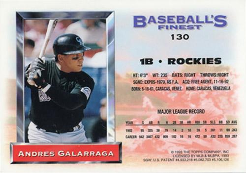 Andres Galarraga  baseball card collectible - Main Image 2