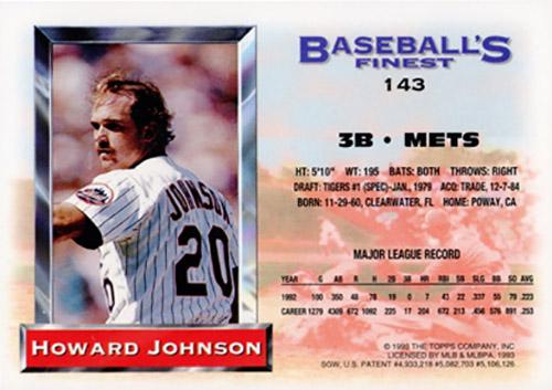 Howard Johnson  baseball card collectible - Main Image 2