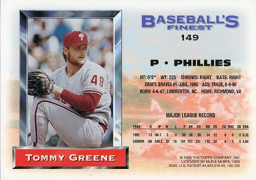 Tommy Greene  baseball card collectible - Main Image 2
