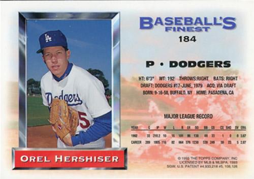 Orel Hershiser  baseball card collectible - Main Image 2
