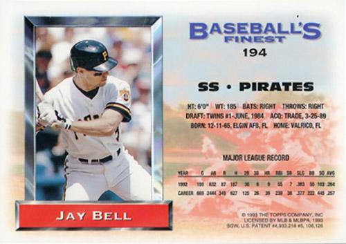 Jay Bell  baseball card collectible - Main Image 2