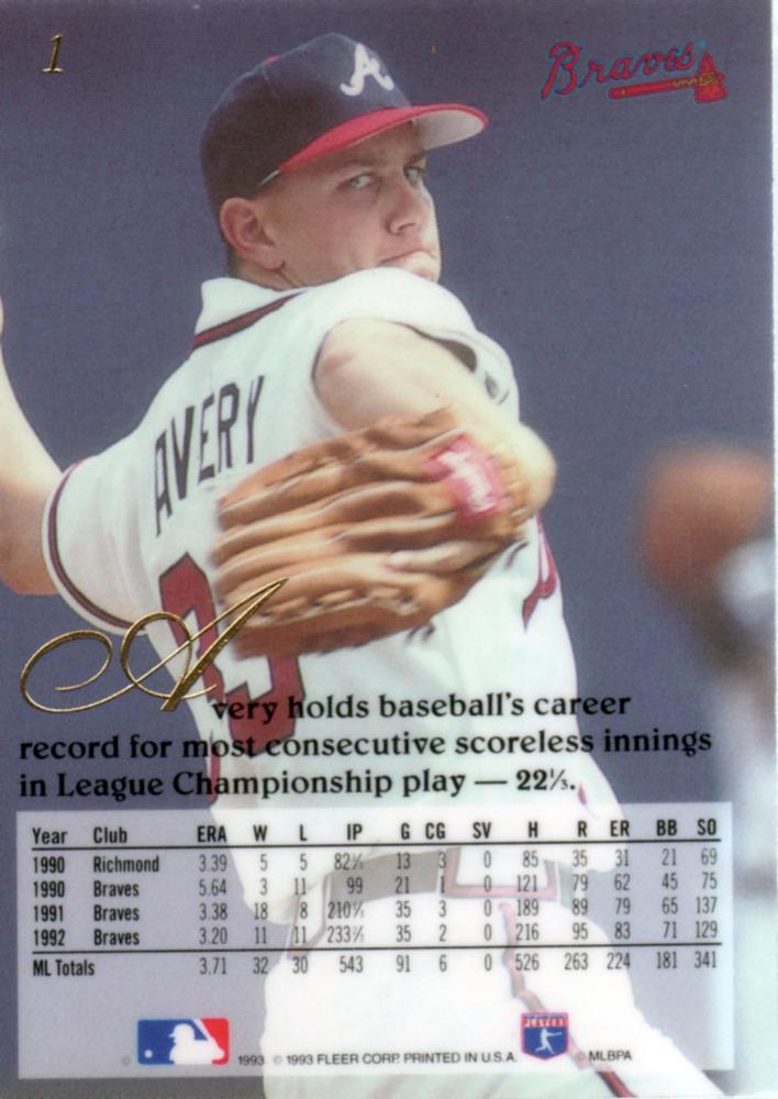 Steve Avery  baseball card collectible - Main Image 2
