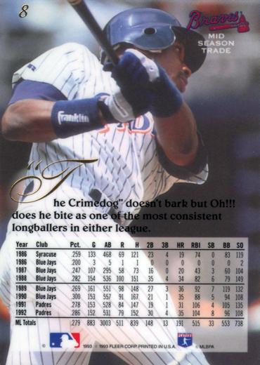Fred McGriff  baseball card collectible - Main Image 2