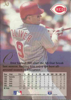 Joe Oliver  baseball card collectible - Main Image 2