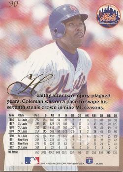 Vince Coleman  baseball card collectible - Main Image 2