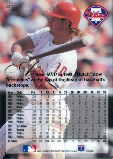 Darren Daulton  baseball card collectible - Main Image 2