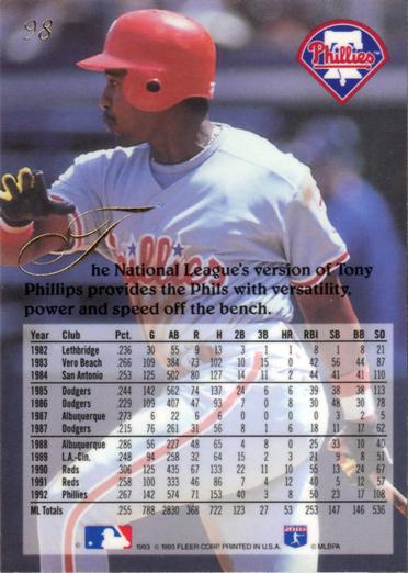 Mariano Duncan  baseball card collectible - Main Image 2