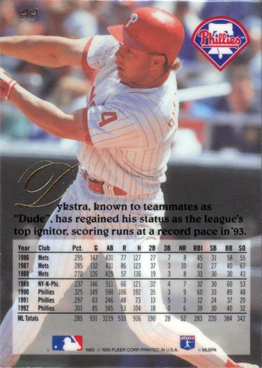 Lenny Dykstra  baseball card collectible - Main Image 2