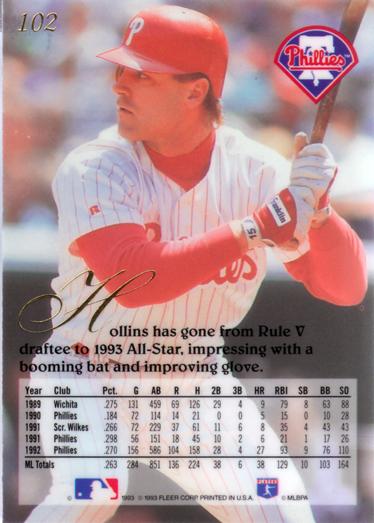 Dave Hollins  baseball card collectible - Main Image 2