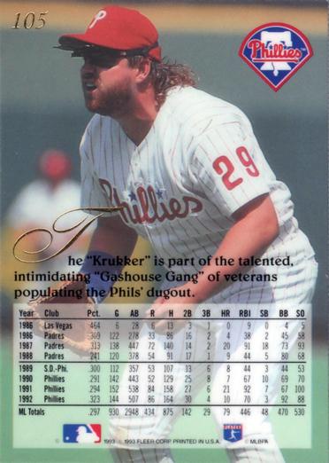 John Kruk  baseball card collectible - Main Image 2