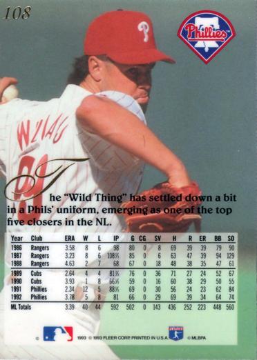 Mitch Williams  baseball card collectible - Main Image 2